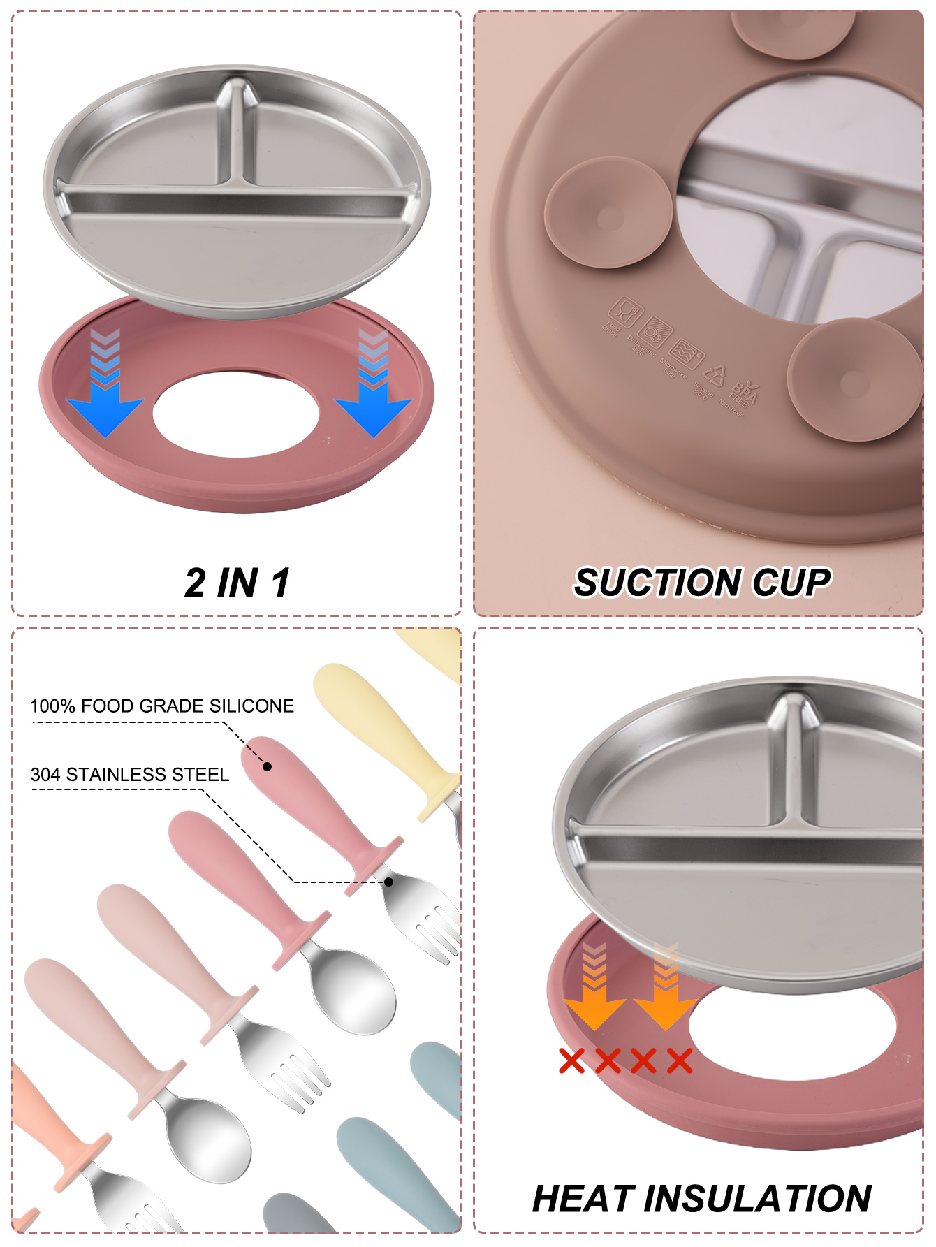 Assiettes en acier inoxydable, - Baby Food Menu avis et prix